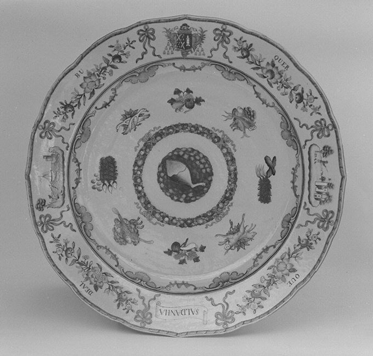 Plate (part of a service), Hard-paste porcelain, Chinese, for Portuguese market 