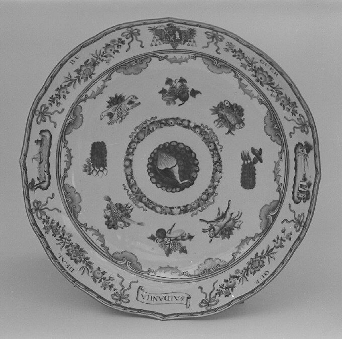 Deep dish (part of a service), Hard-paste porcelain, Chinese, for Portuguese market 