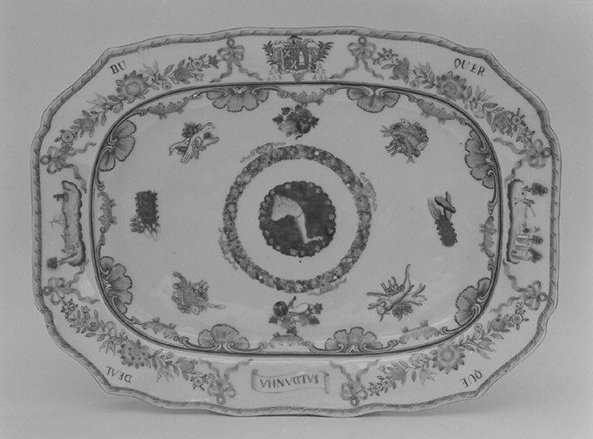 Platter (part of a service), Hard-paste porcelain, Chinese, for Portuguese market 