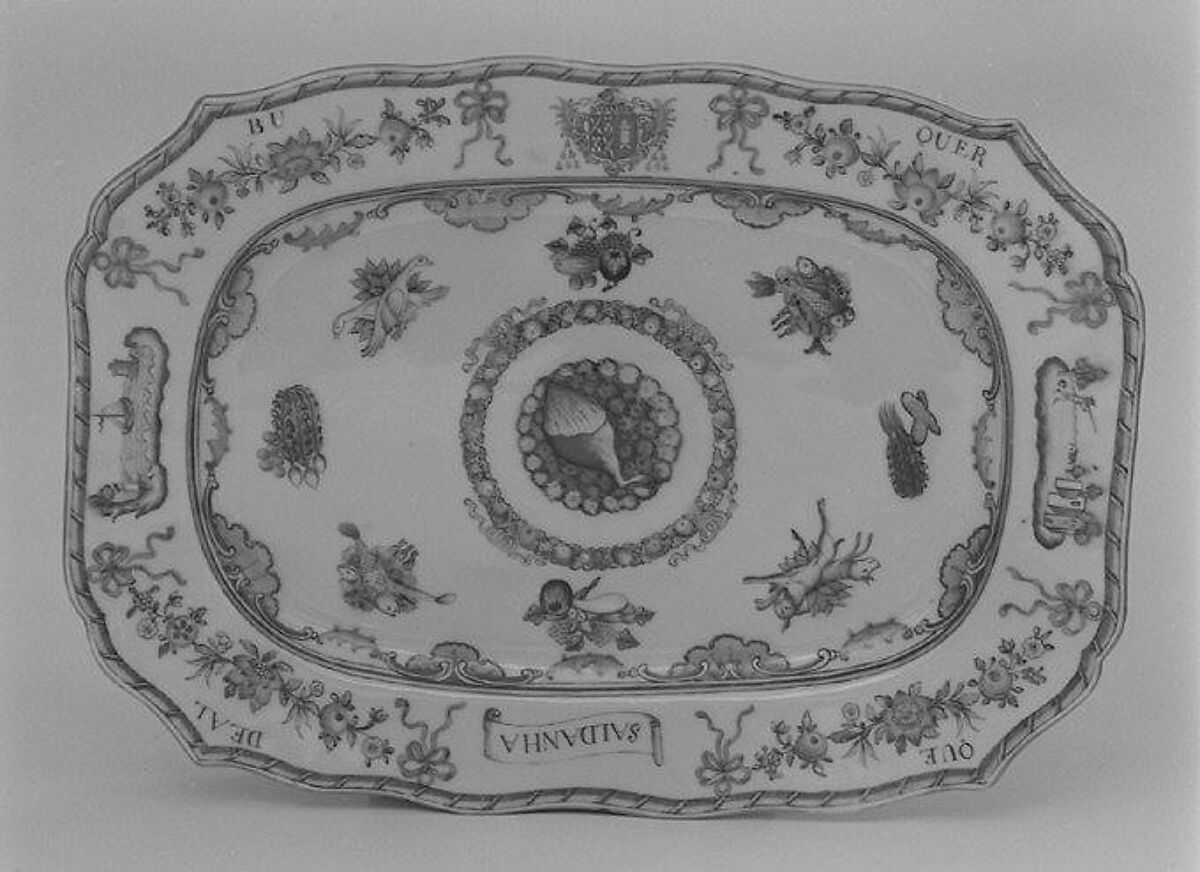 Platter (part of a service), Hard-paste porcelain, Chinese, for Portuguese market 