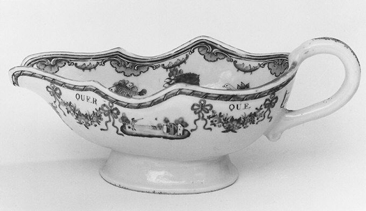 Sauceboat (part of a service), Hard-paste porcelain, Chinese, for Portuguese market 