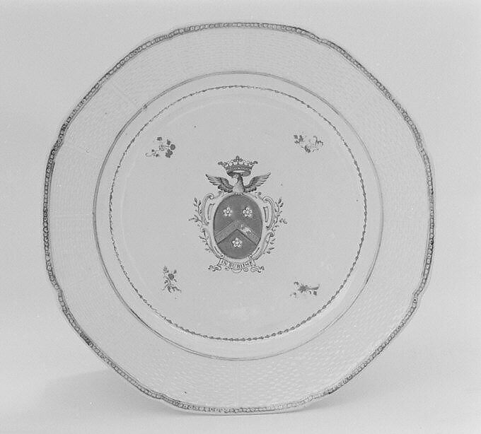 Plate (part of a service), Hard-paste porcelain, Chinese, probably for Swedish market 