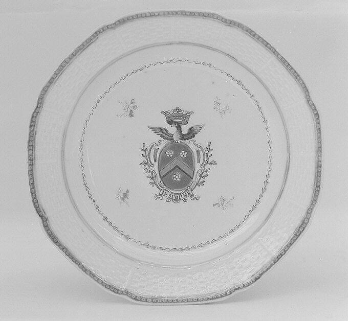 Plate (part of a service), Hard-paste porcelain, Chinese, probably for Swedish market 