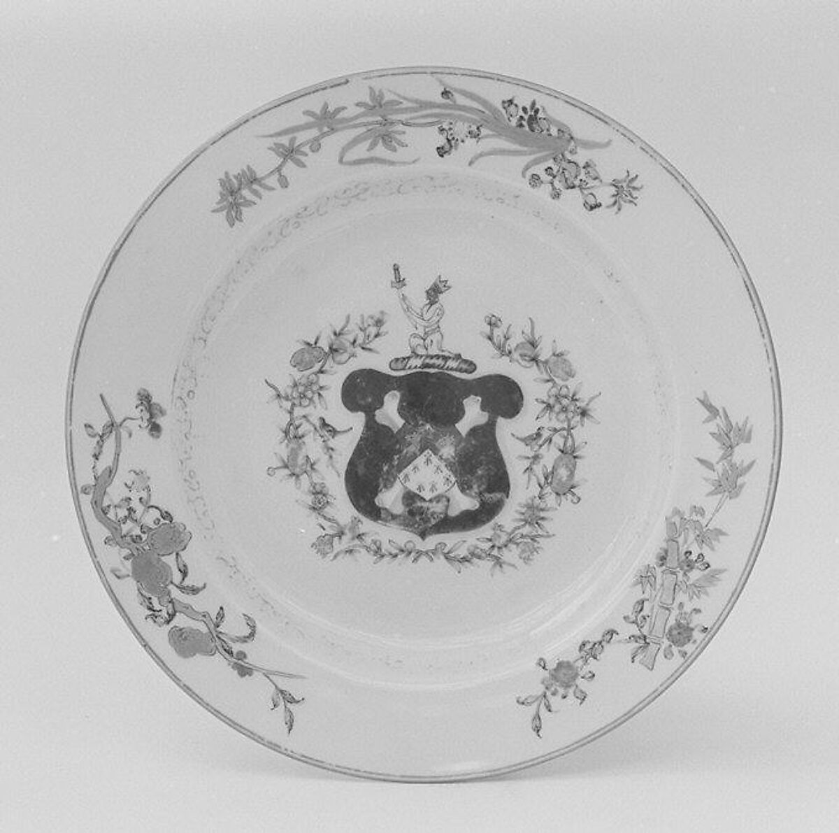 Plate (part of a service), Hard-paste porcelain, Chinese, for British market 