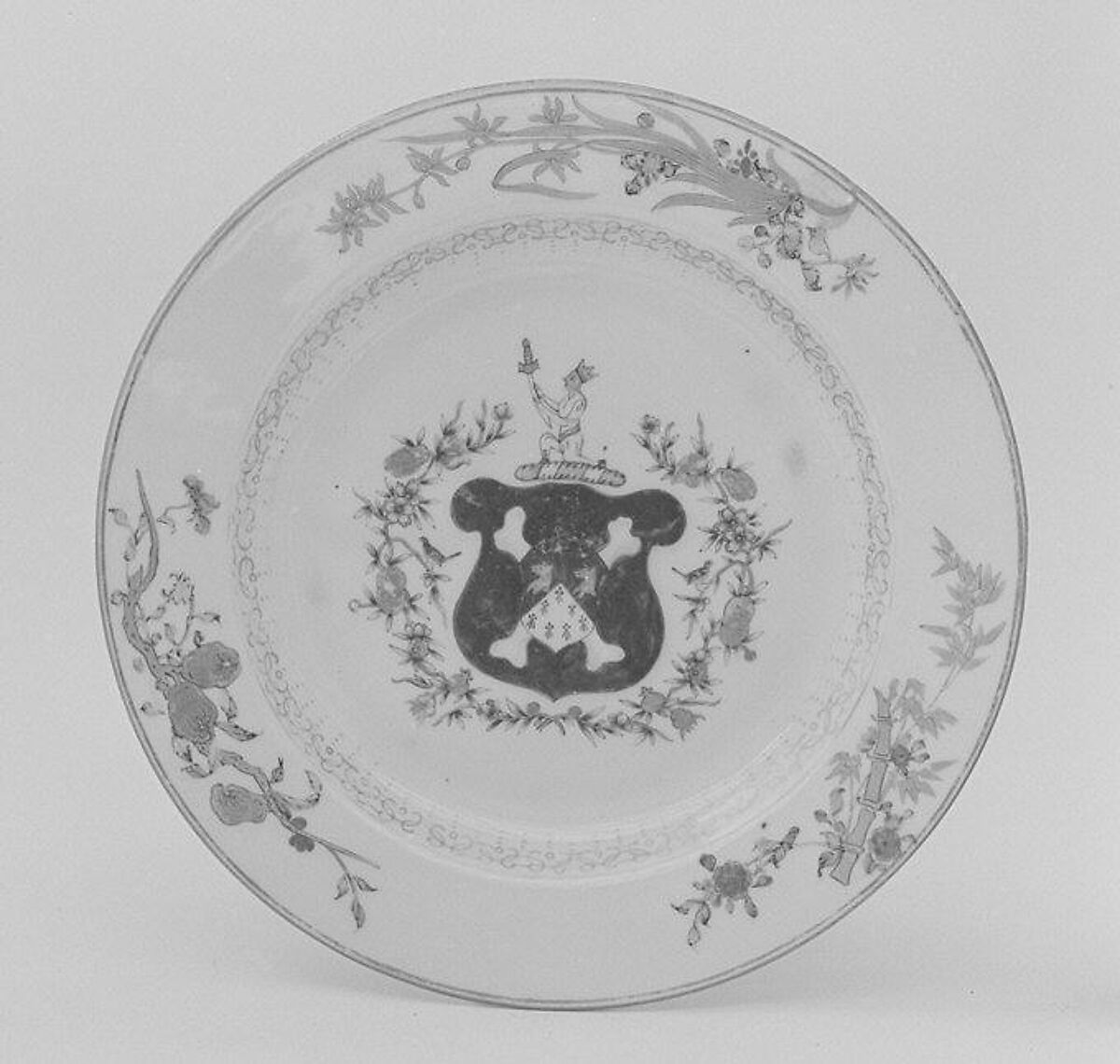 Plate (part of a service), Hard-paste porcelain, Chinese, for British market 