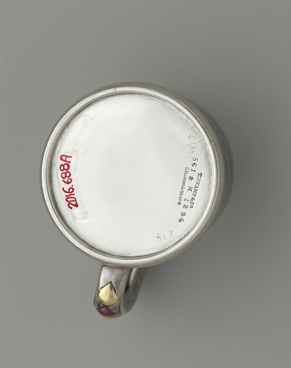 Cup and saucer, Tiffany &amp; Co. (1837–present), Silver, patinated copper,  patinated copper-platinum-iron alloy, and gold, American