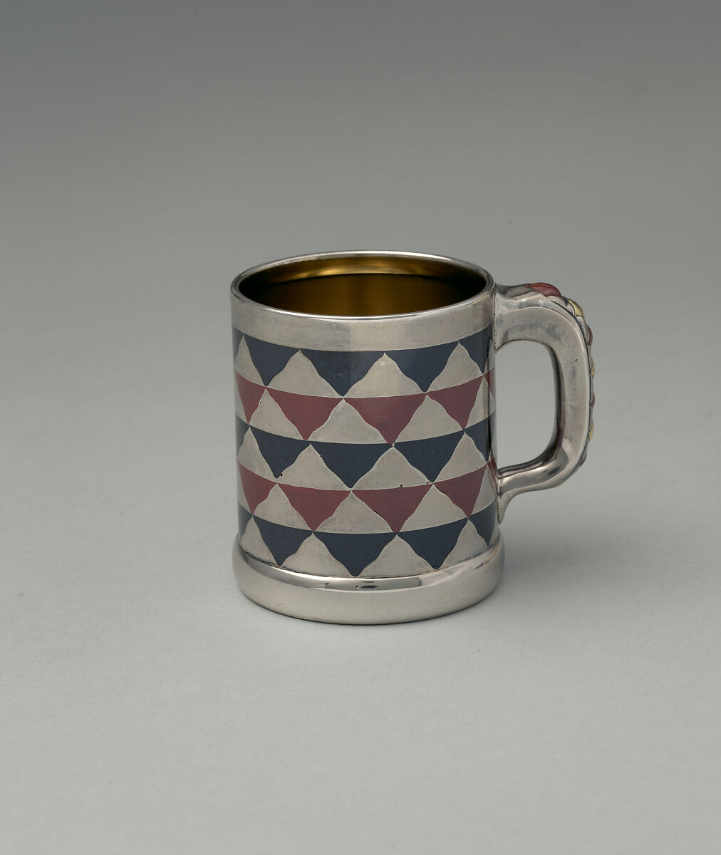 Cup and saucer, Tiffany &amp; Co. (1837–present), Silver, patinated copper,  patinated copper-platinum-iron alloy, and gold, American