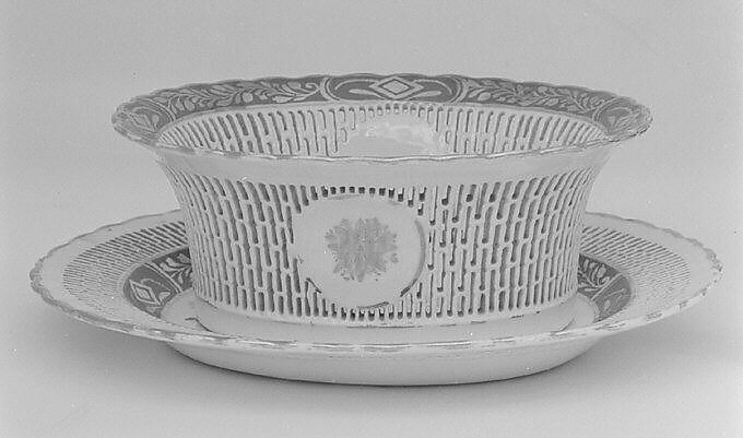 Fruit basket (part of a service), Hard-paste porcelain, Chinese, for British market 