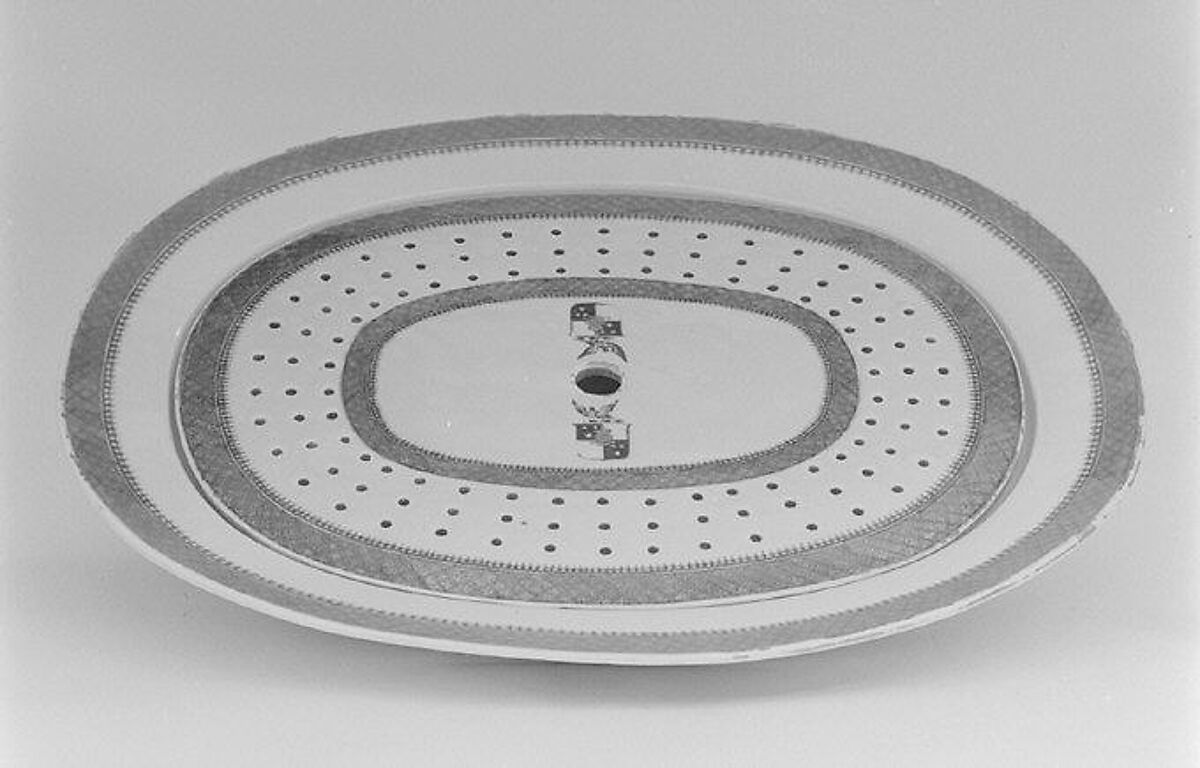 Platter with rack (part of a service), Hard-paste porcelain, Chinese, for British market