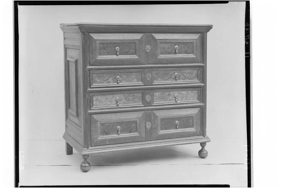 Chest of Drawers, Painted red oak, white oak, white pine,
yellow pine, American