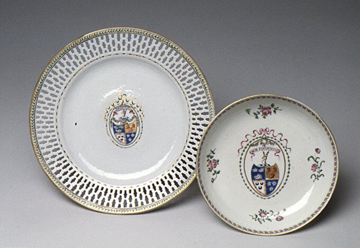 Soup plate (part of a service), Hard-paste porcelain, Chinese, for British market