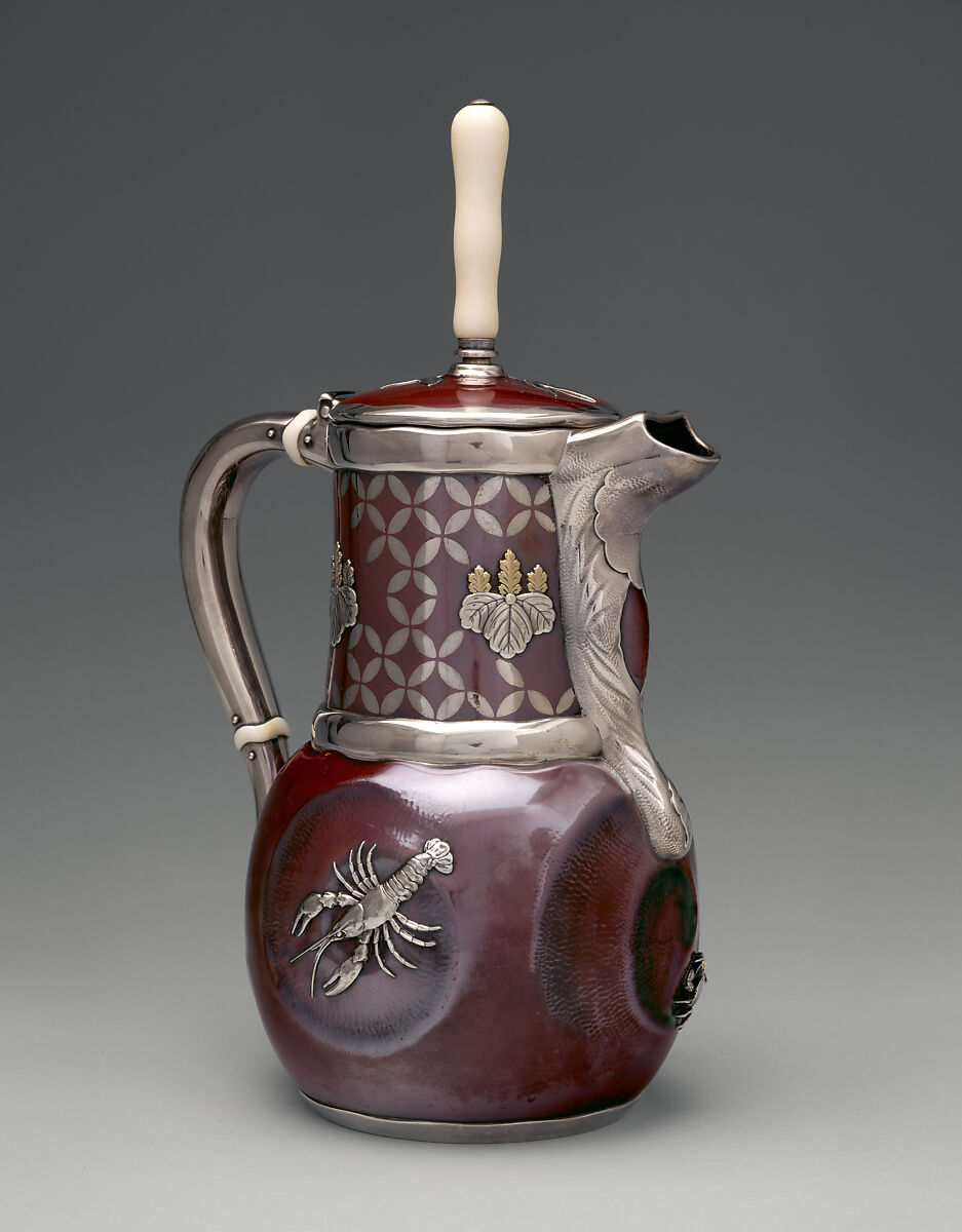 Chocolate Pot, Tiffany &amp; Co. (1837–present), Silver, patinated copper, gold, and ivory, American 