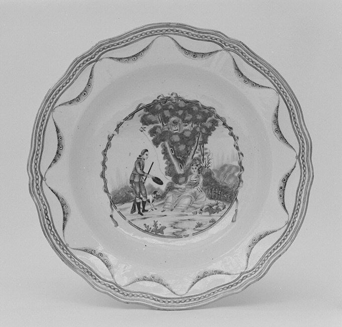 Soup plate (part of a service), Hard-paste porcelain, Chinese, for Continental European market 