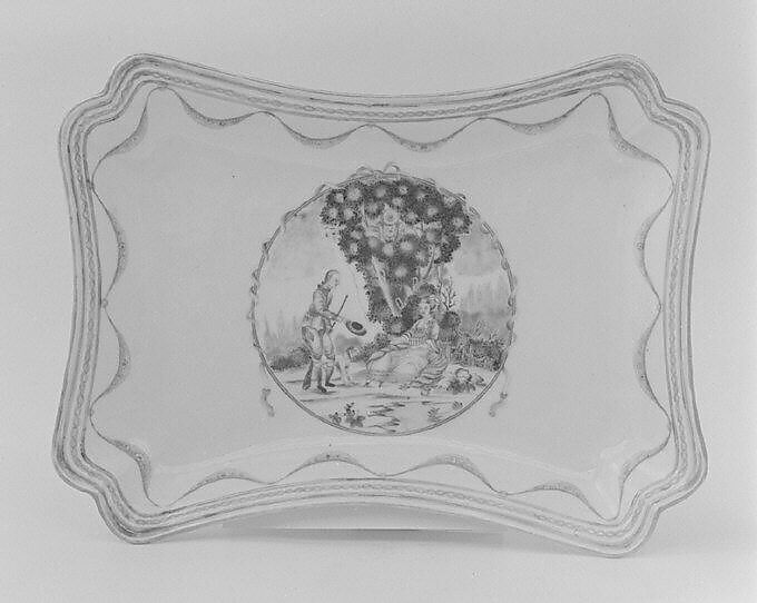 Dish (part of a service), Hard-paste porcelain, Chinese, for Continental European market 