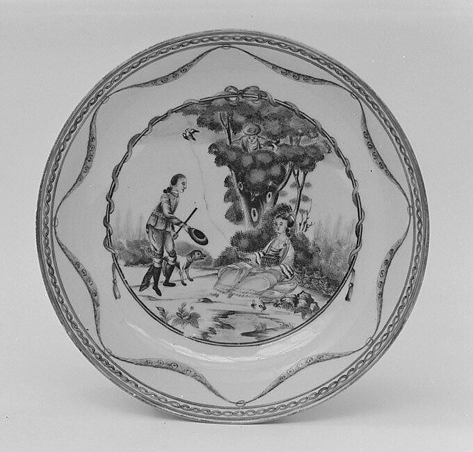 Saucer (part of a service), Hard-paste porcelain, Chinese, for Continental European market 