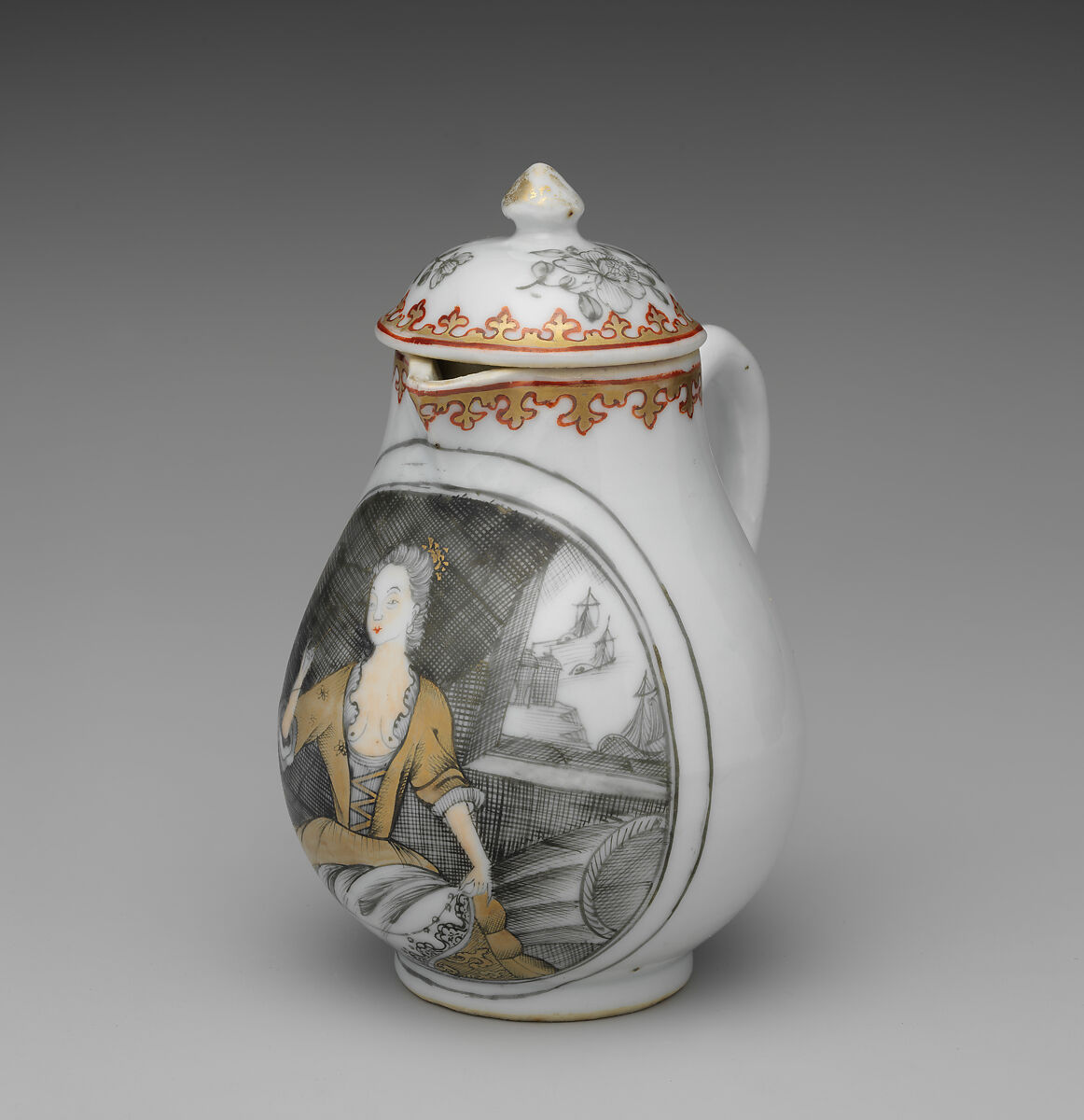 Creamer with cover (part of a service), Hard-paste porcelain, Chinese, possibly for Dutch market