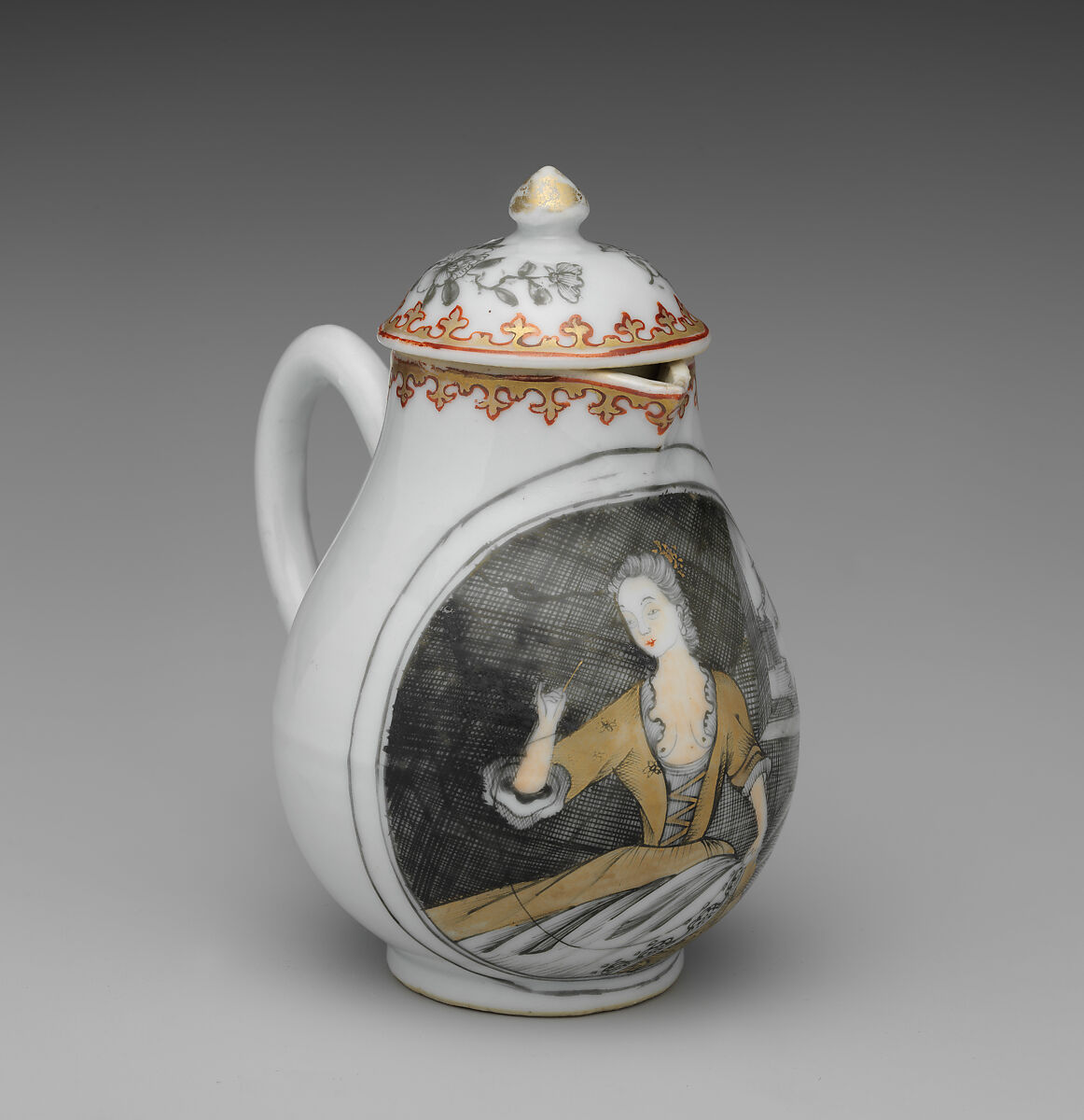 Creamer with cover (part of a service), Hard-paste porcelain, Chinese, possibly for Dutch market