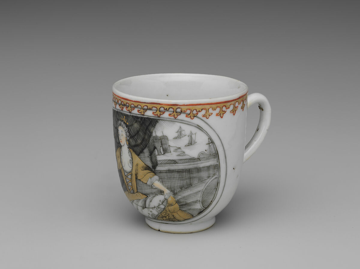 Cup (part of a service), Hard-paste porcelain, Chinese, possibly for Dutch market