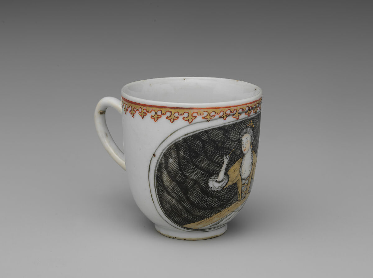 Cup (part of a service), Hard-paste porcelain, Chinese, possibly for Dutch market