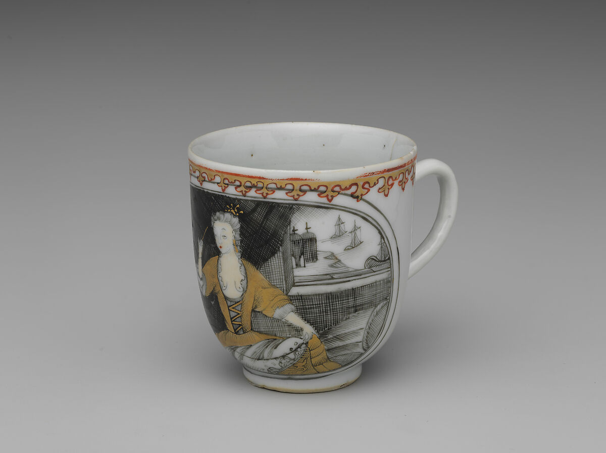 Cup (part of a service), Hard-paste porcelain, Chinese, possibly for Dutch market