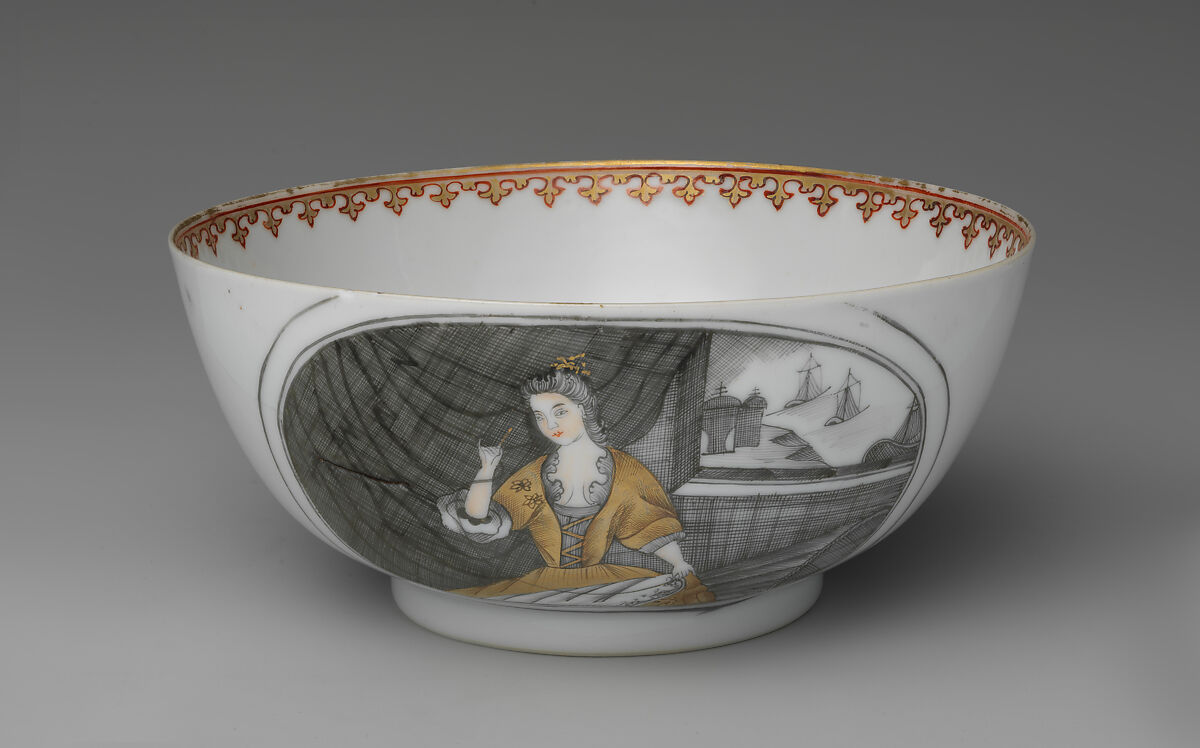 Bowl (part of a service), Hard-paste porcelain, Chinese, possibly for Dutch market