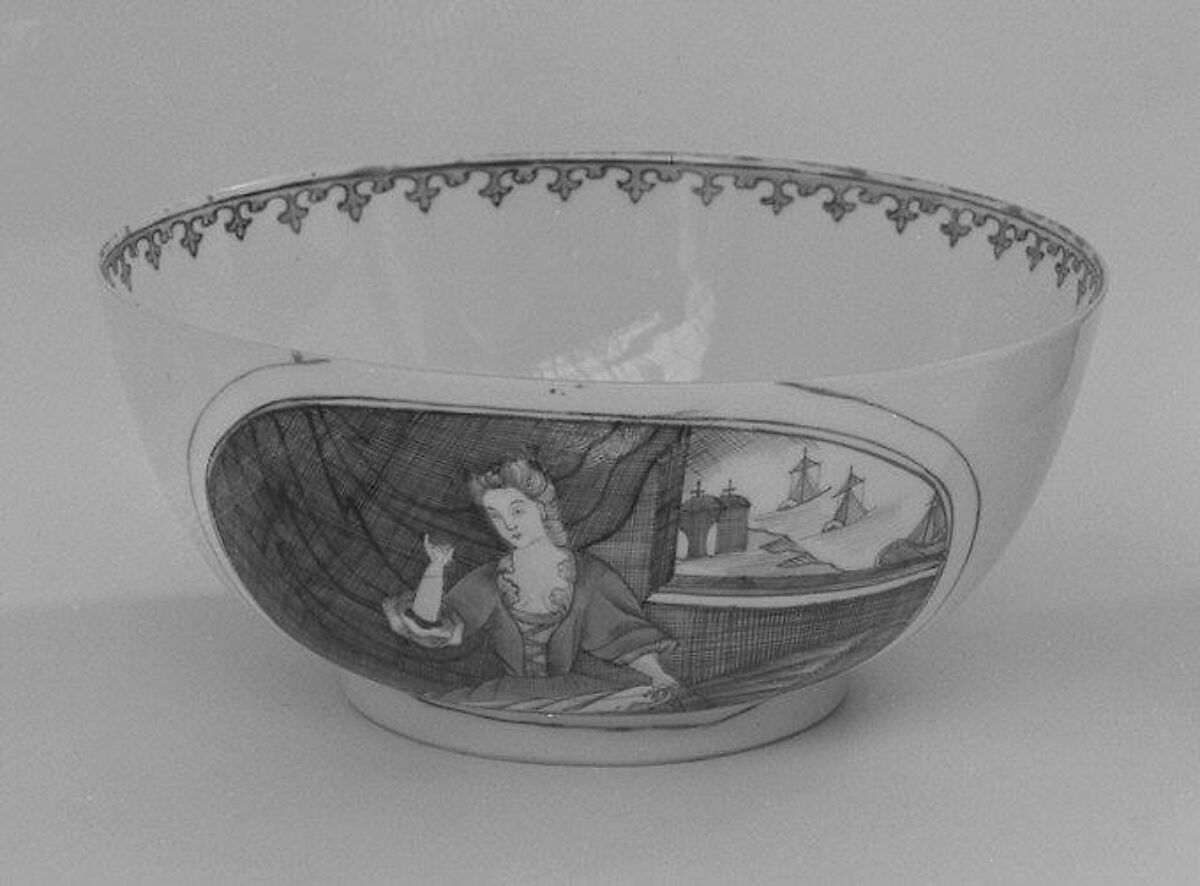 Bowl (part of a service), Hard-paste porcelain, Chinese, possibly for Dutch market 