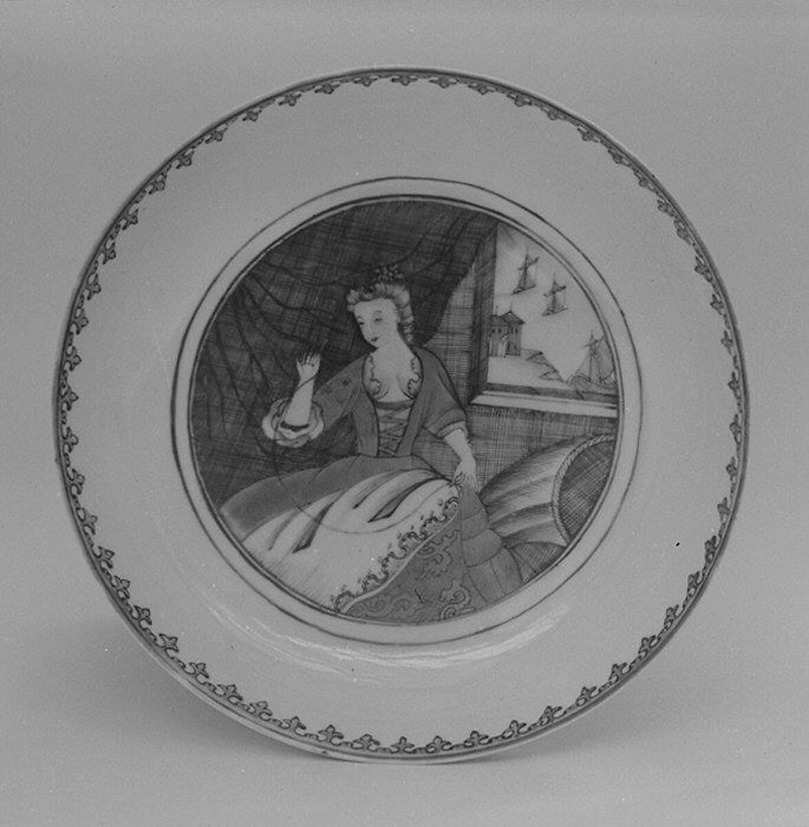 Deep dish (part of a service), Hard-paste porcelain, Chinese, possibly for Dutch market 
