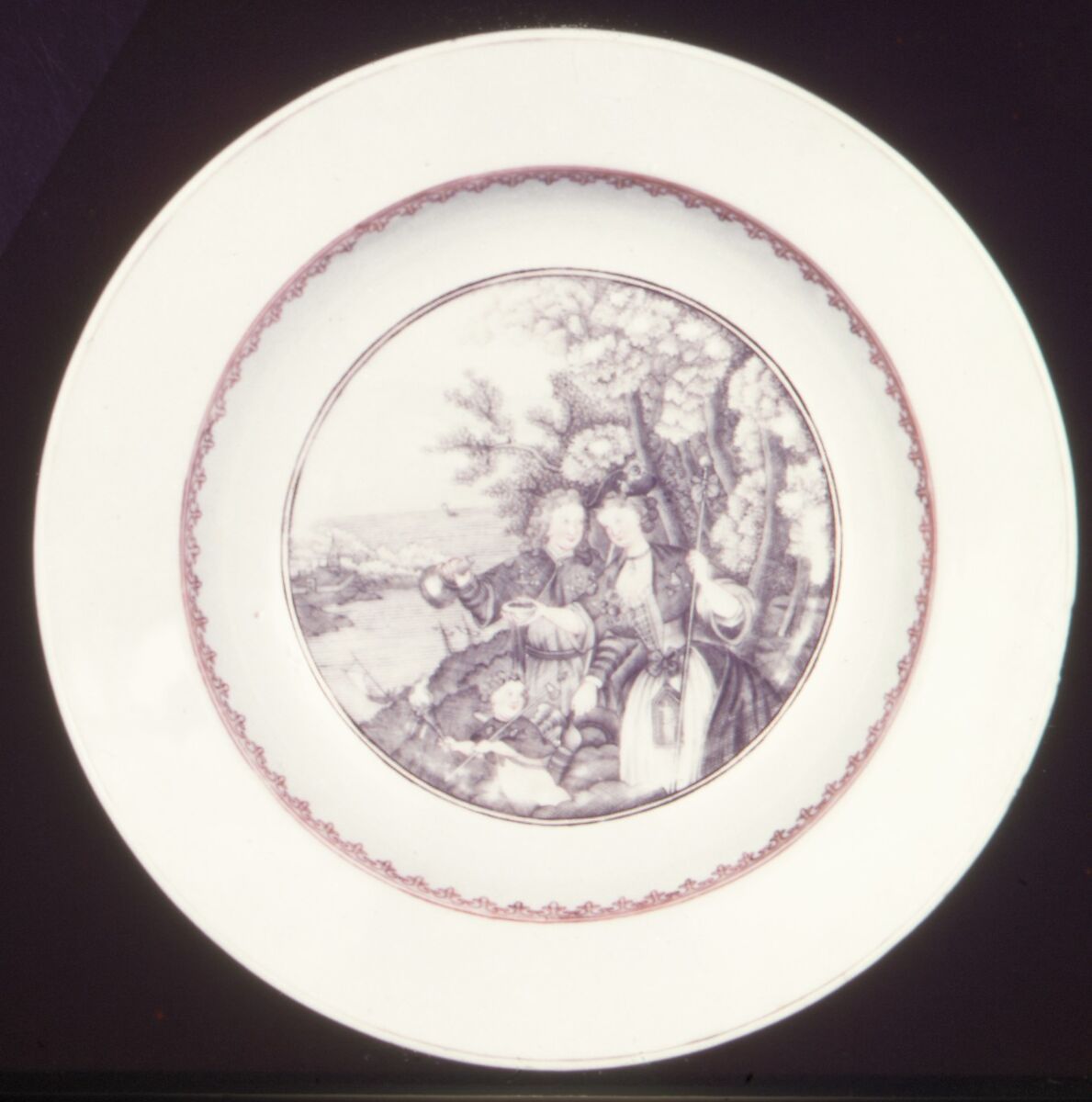 Soup plate, After a print by Bernard Picart (French, Paris 1673–1733 Amsterdam), Hard-paste porcelain, Chinese, possibly for Dutch market 