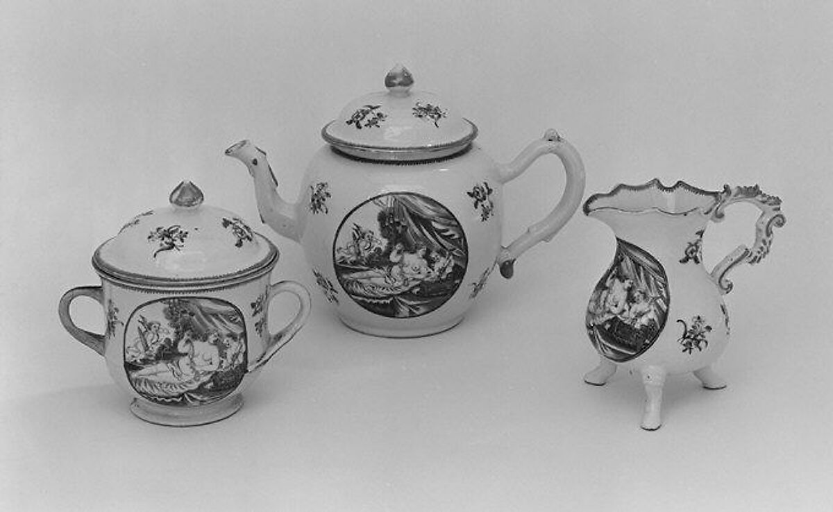 Teapot (part of a service), Hard-paste porcelain, Chinese, for Continental European market