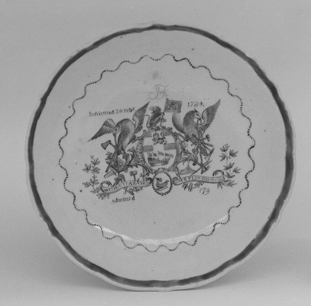 Saucer (part of a service), Hard-paste porcelain, Chinese, for British market 