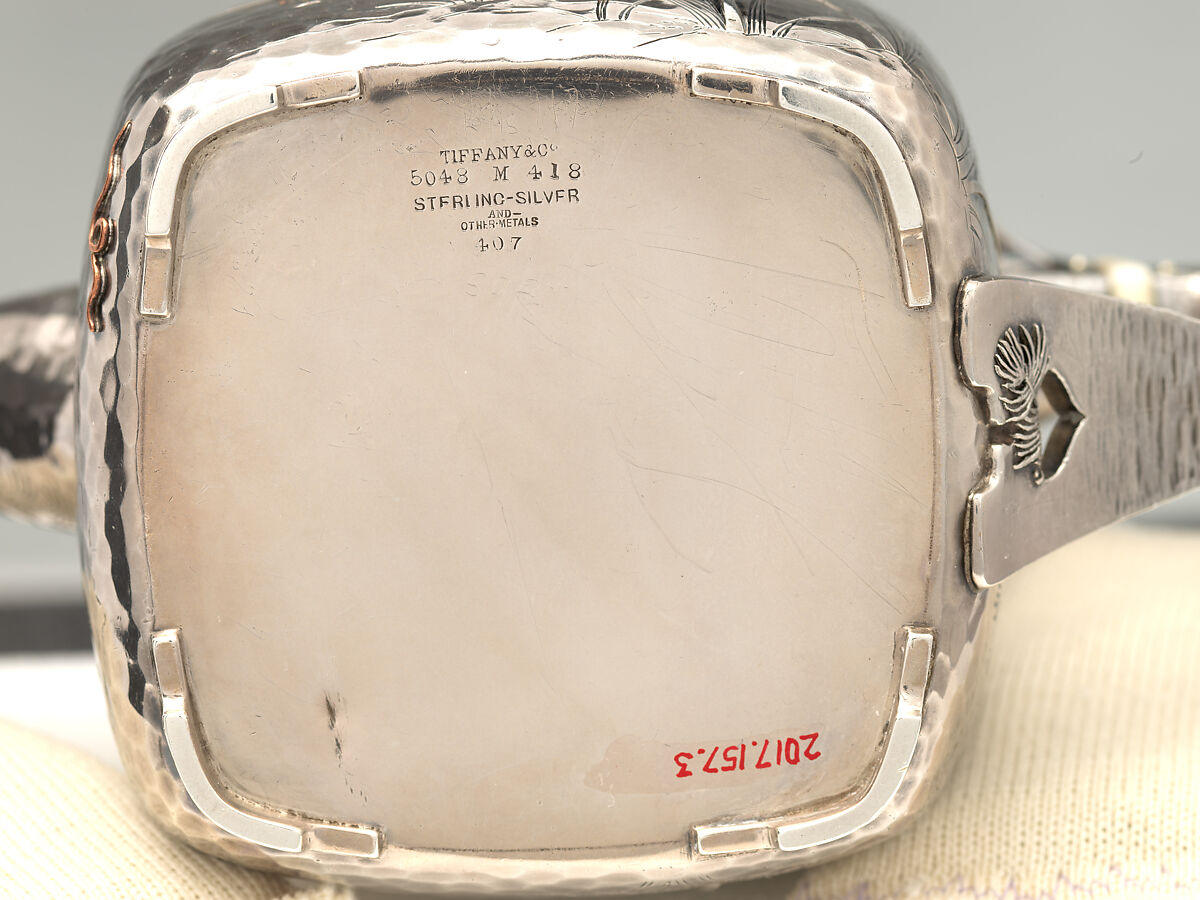 Teapot, Tiffany &amp; Co. (1837–present), silver, copper, ivory, and jade, American