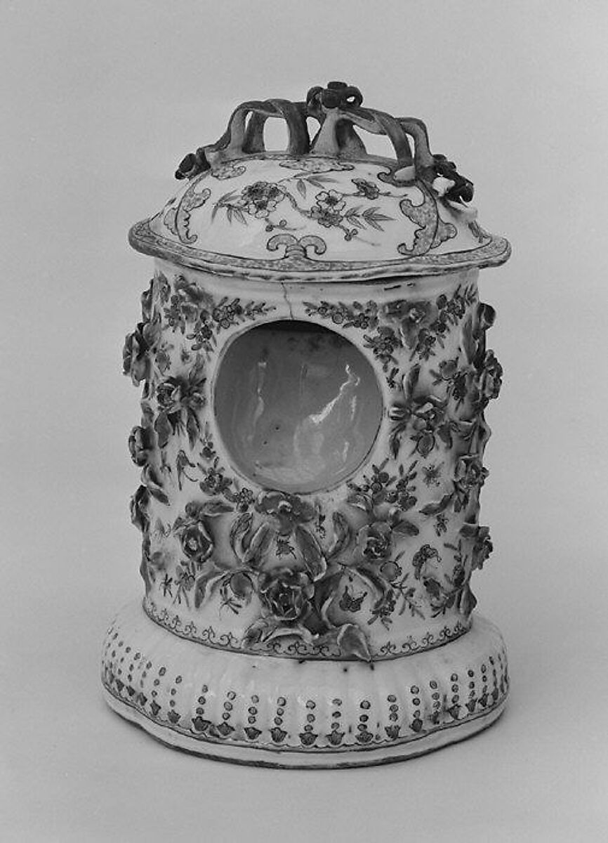 Watch holder with cover, Hard-paste porcelain, Chinese, for Continental European market 