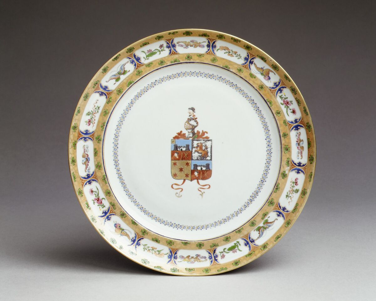 Plate, Hard-paste porcelain, Chinese, for Portuguese market 