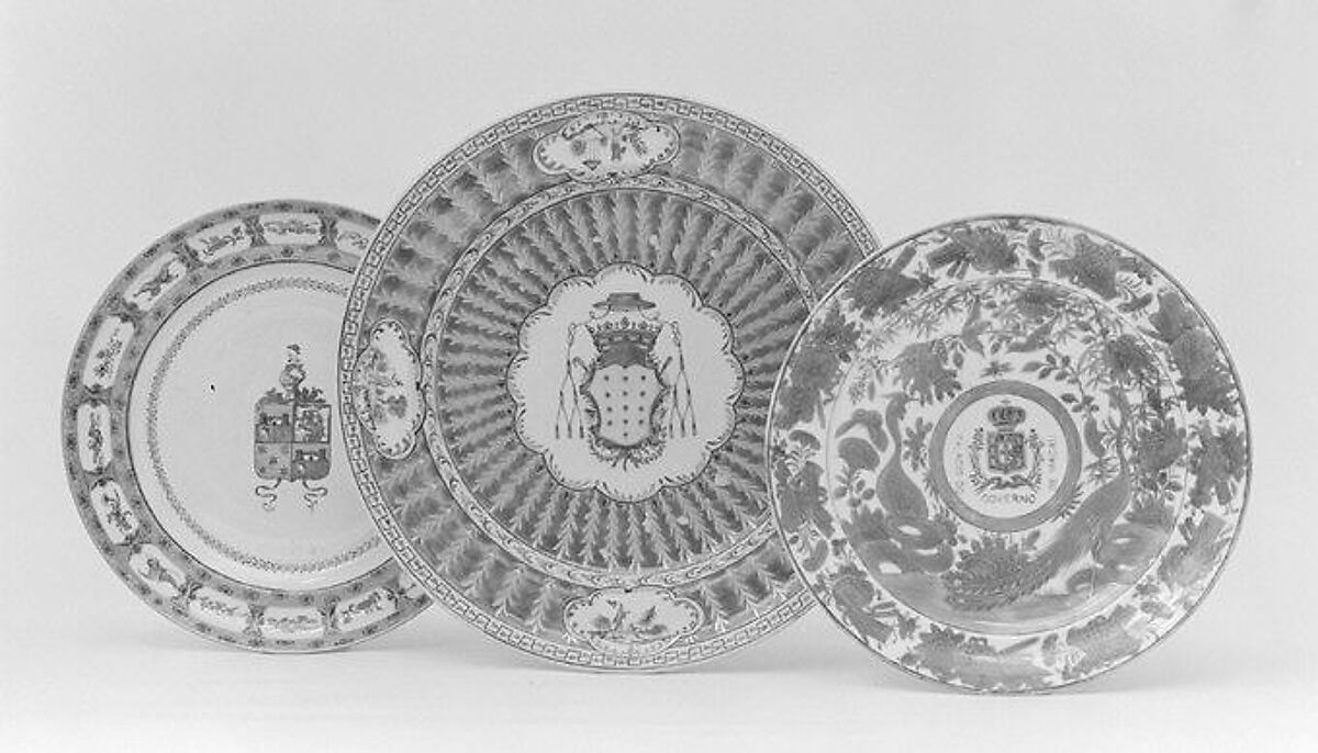 Plate, Hard-paste porcelain, Chinese, for Portuguese market