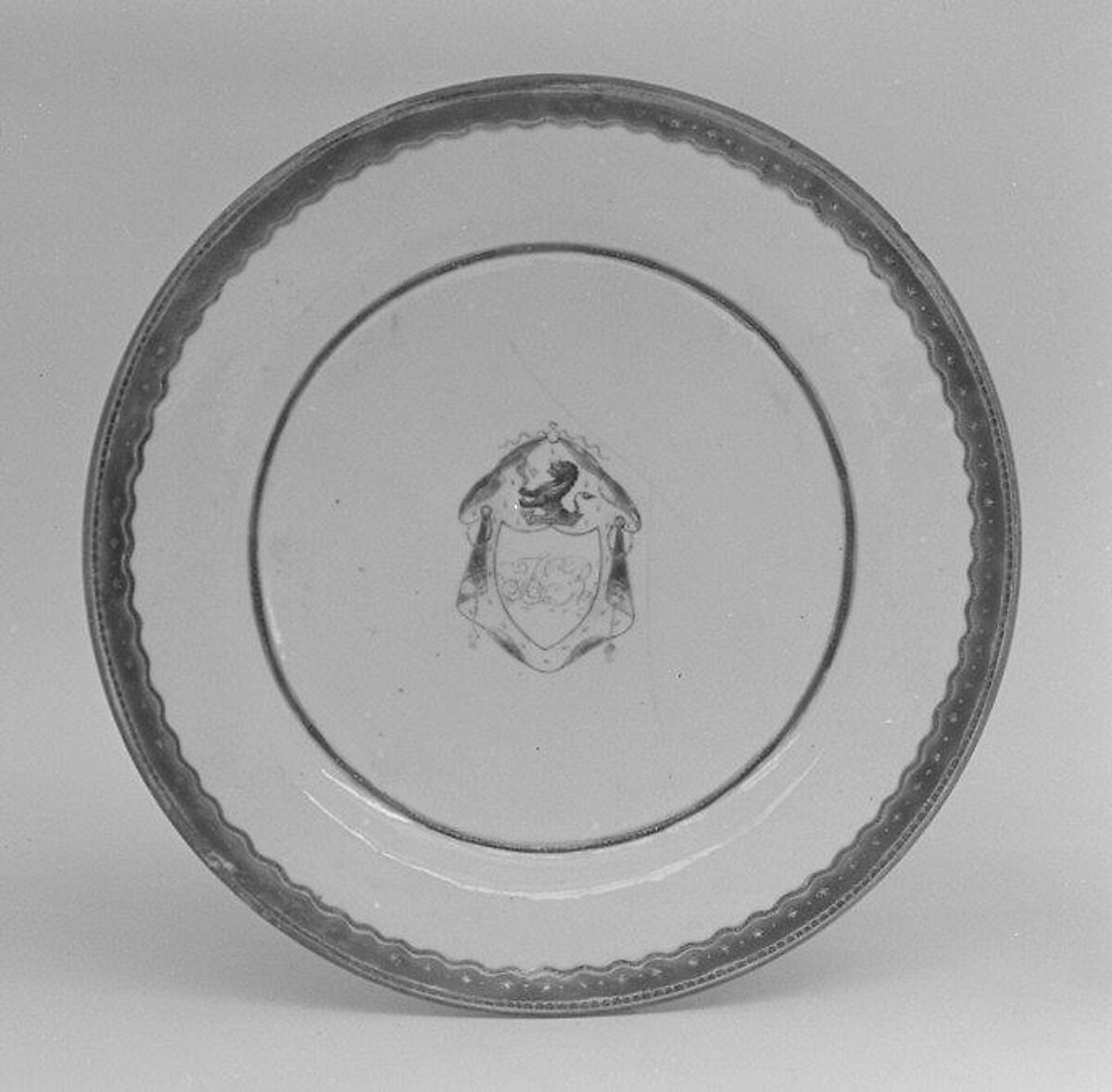 Plate, Hard-paste porcelain, Chinese, probably for British market 