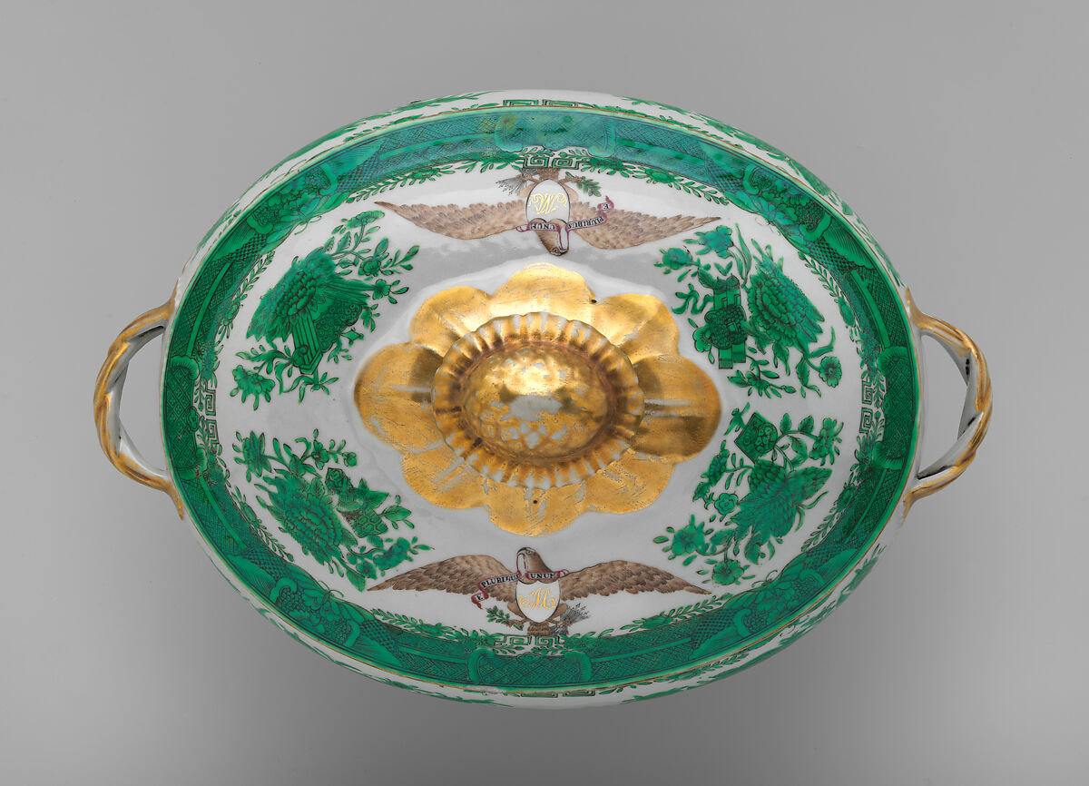Tureen with cover (part of a service), Hard-paste porcelain, Chinese, for American market