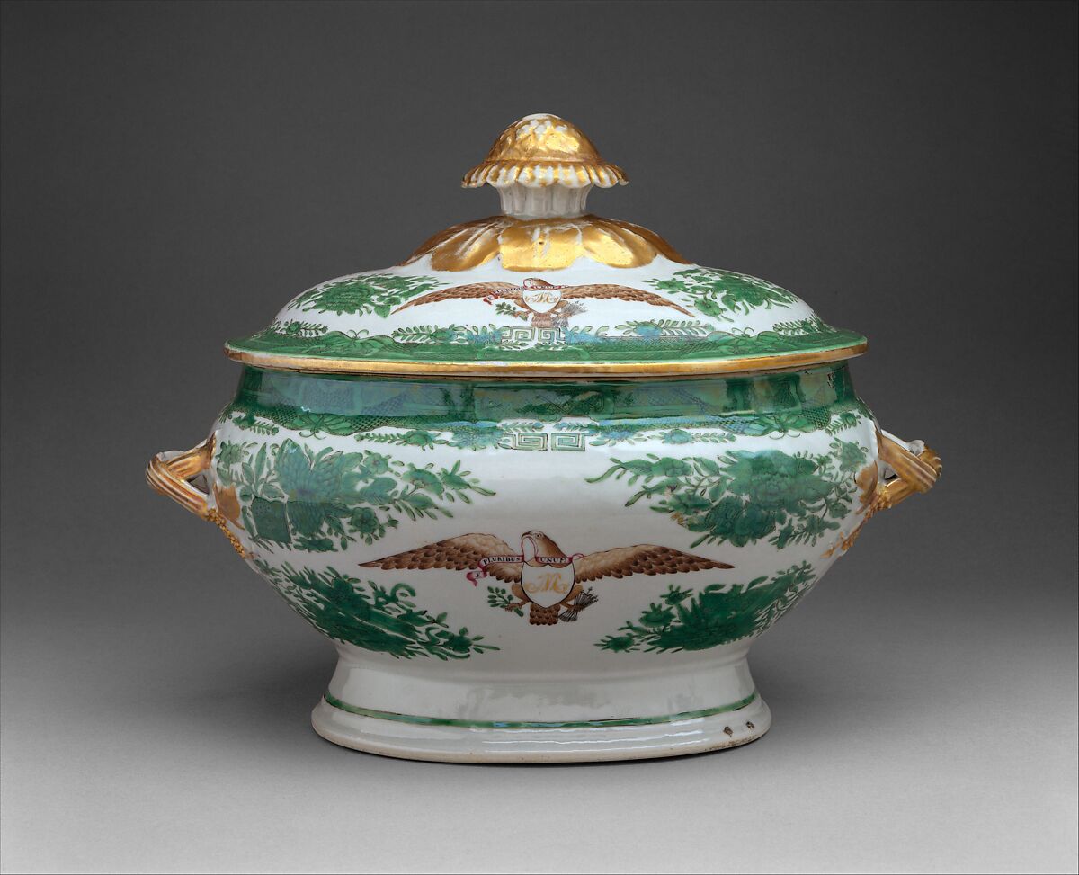 Tureen with cover (part of a service), Hard-paste porcelain, Chinese, for American market 