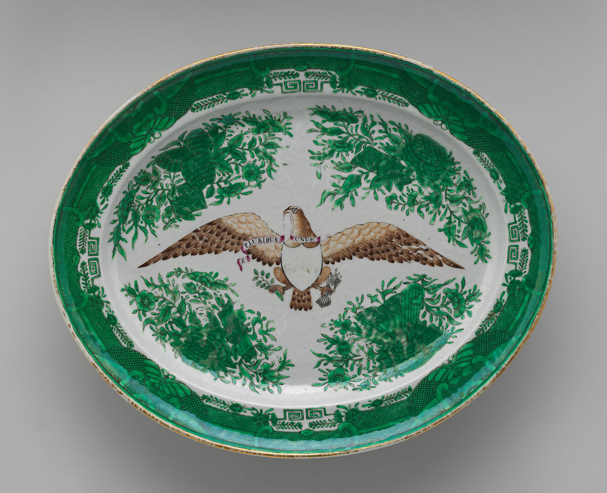 Platter (part of a service), Hard-paste porcelain, Chinese, for American market 