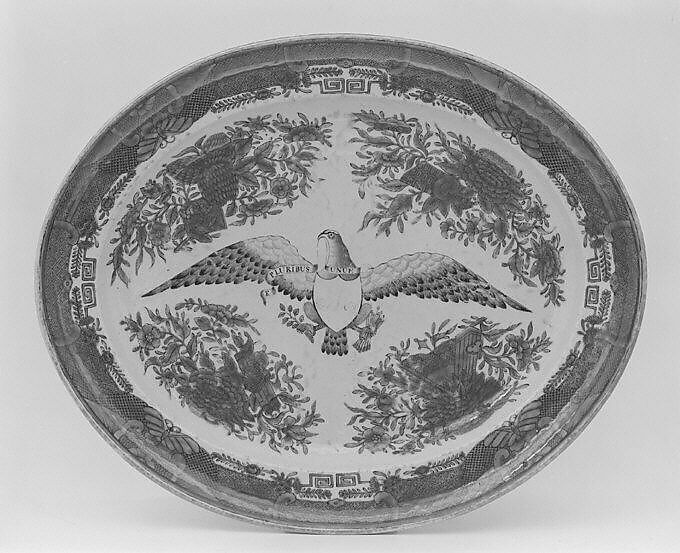 Platter (part of a service), Hard-paste porcelain, Chinese, for American market 