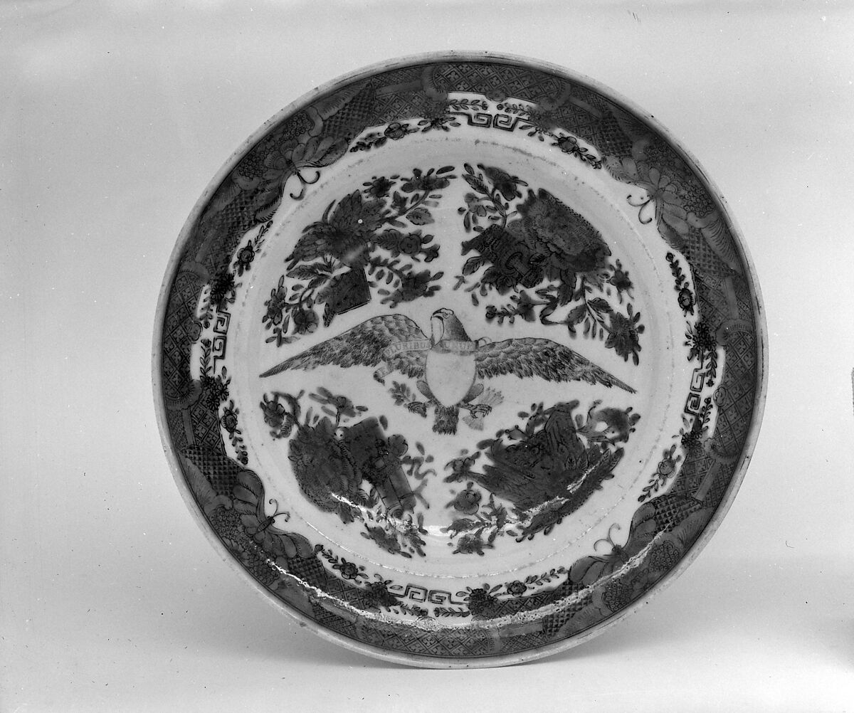 Dish (part of a service), Hard-paste porcelain, Chinese, for American market 