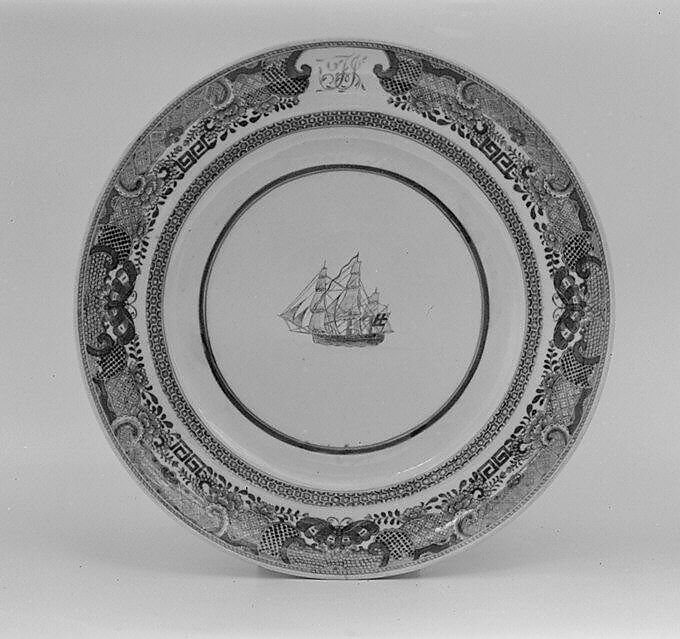 Plate, Hard-paste porcelain, Chinese, for British market 