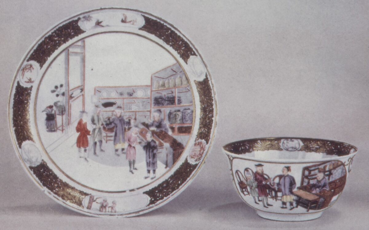 Cup and saucer, Hard-paste porcelain, Chinese, for European market 