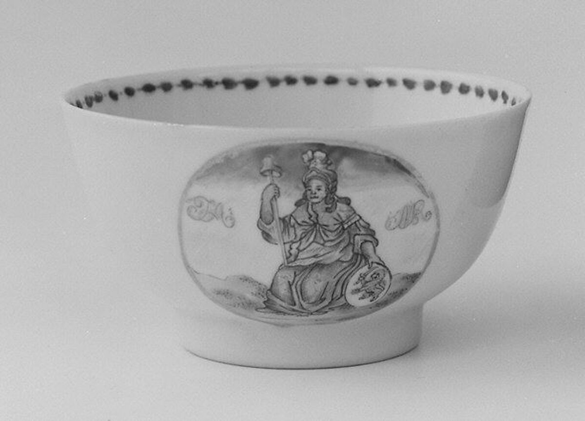 Teabowl, Hard-paste porcelain, Chinese, for Dutch market 