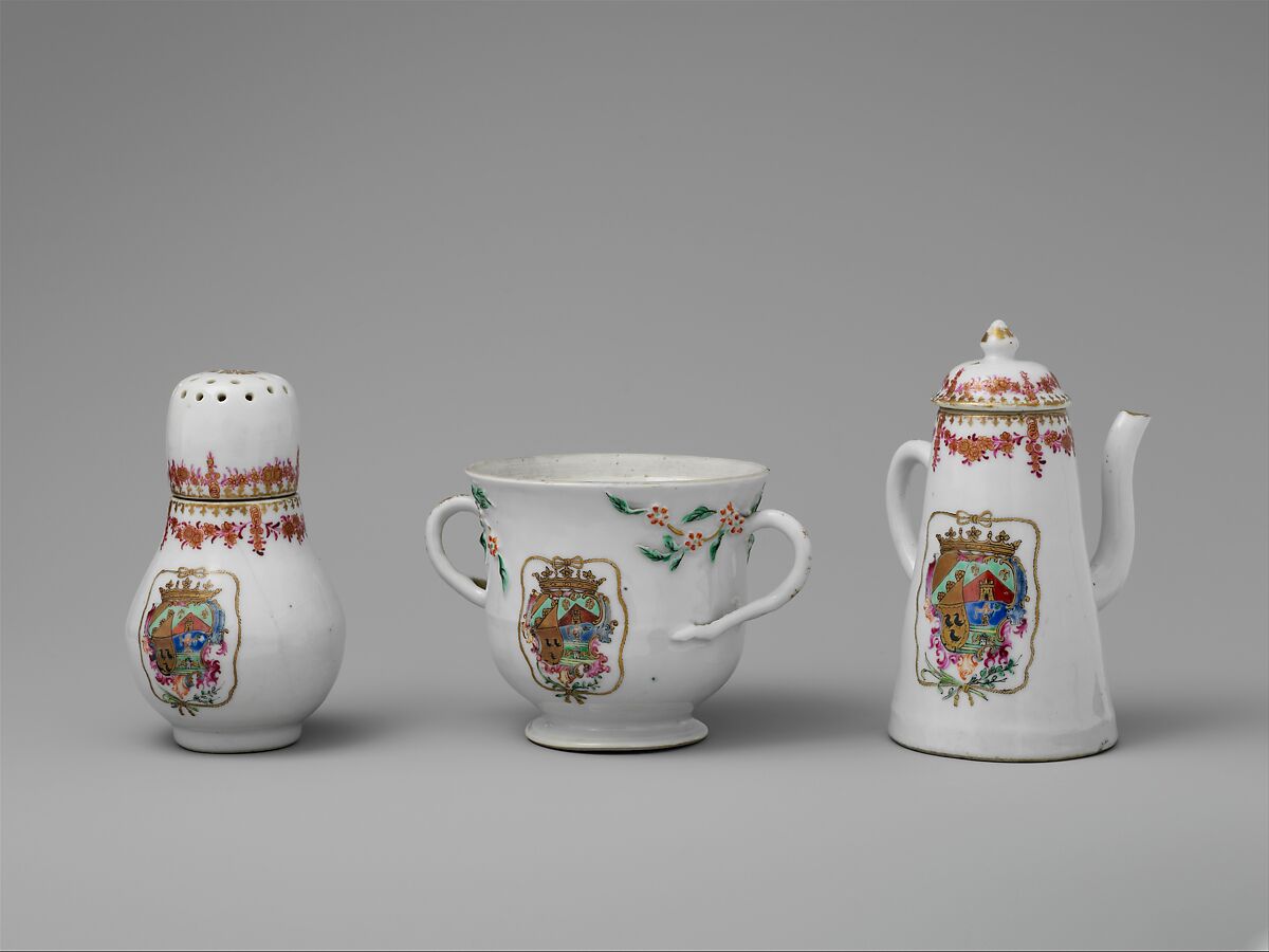 Coffeepot (part of a service), Hard-paste porcelain, Chinese, for Spanish market