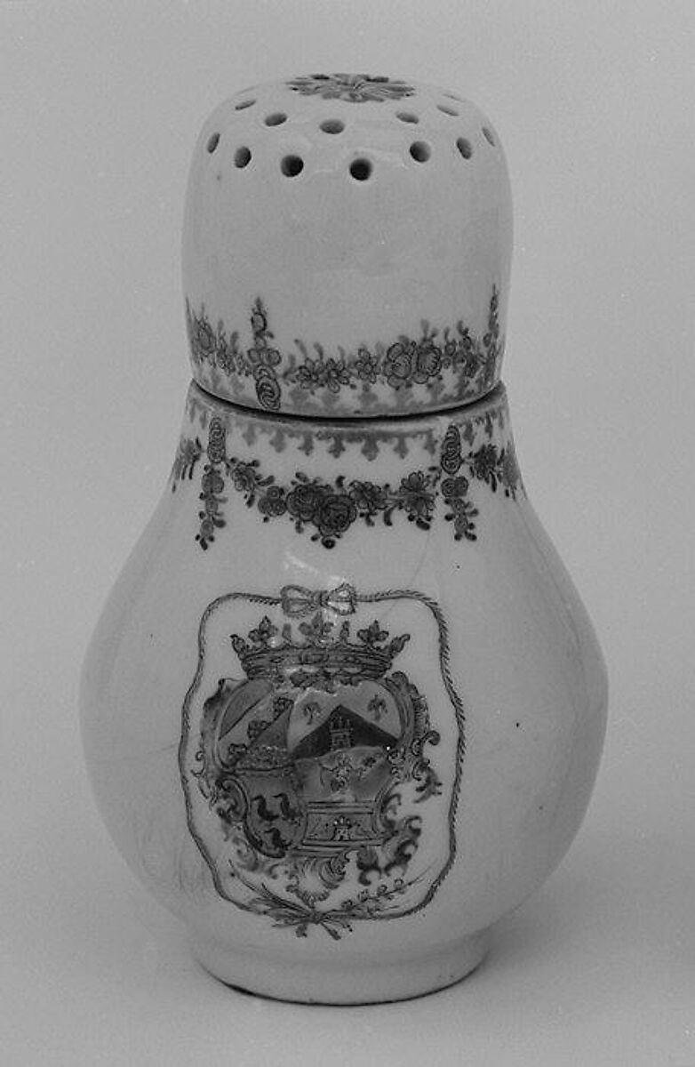 Sugar caster (part of a service), Hard-paste porcelain, Chinese, for Spanish market 