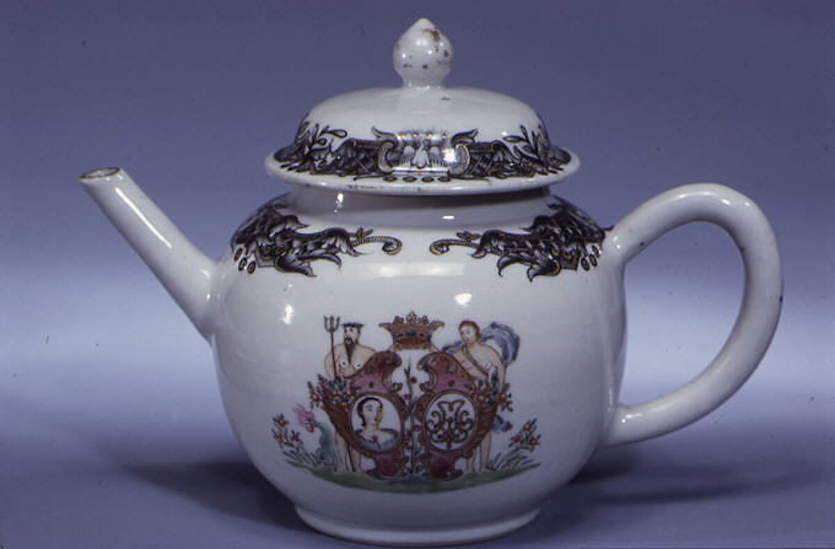 Teapot (part of a set), Hard-paste porcelain, Chinese, for Danish market 