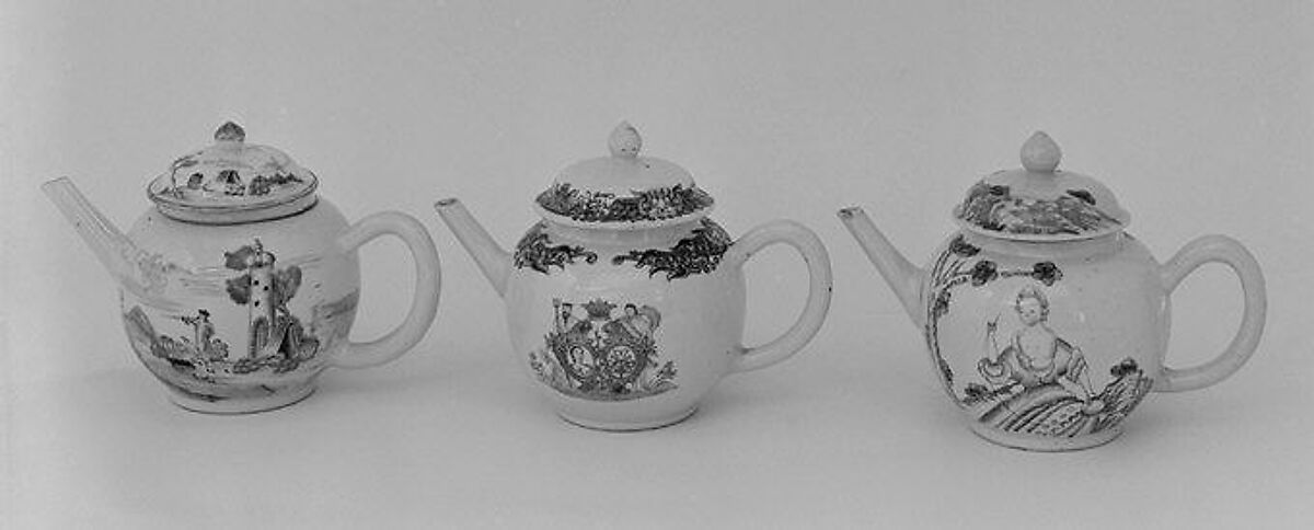 Teapot (part of a set), Hard-paste porcelain, Chinese, for Danish market