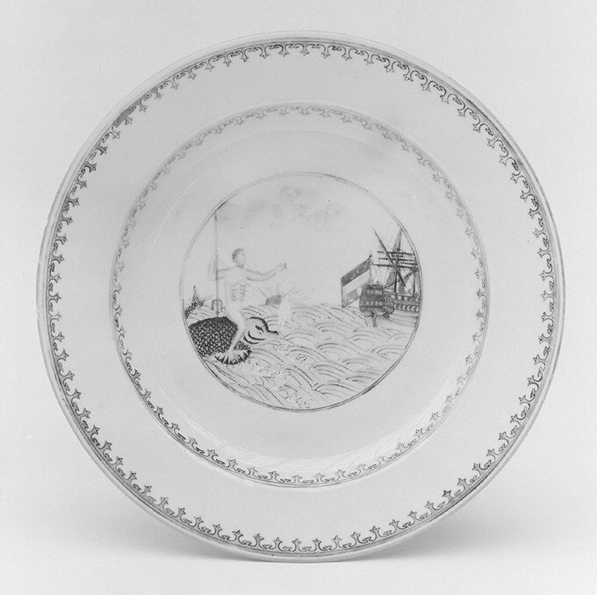 Plate, Hard-paste porcelain, Chinese, for Dutch market