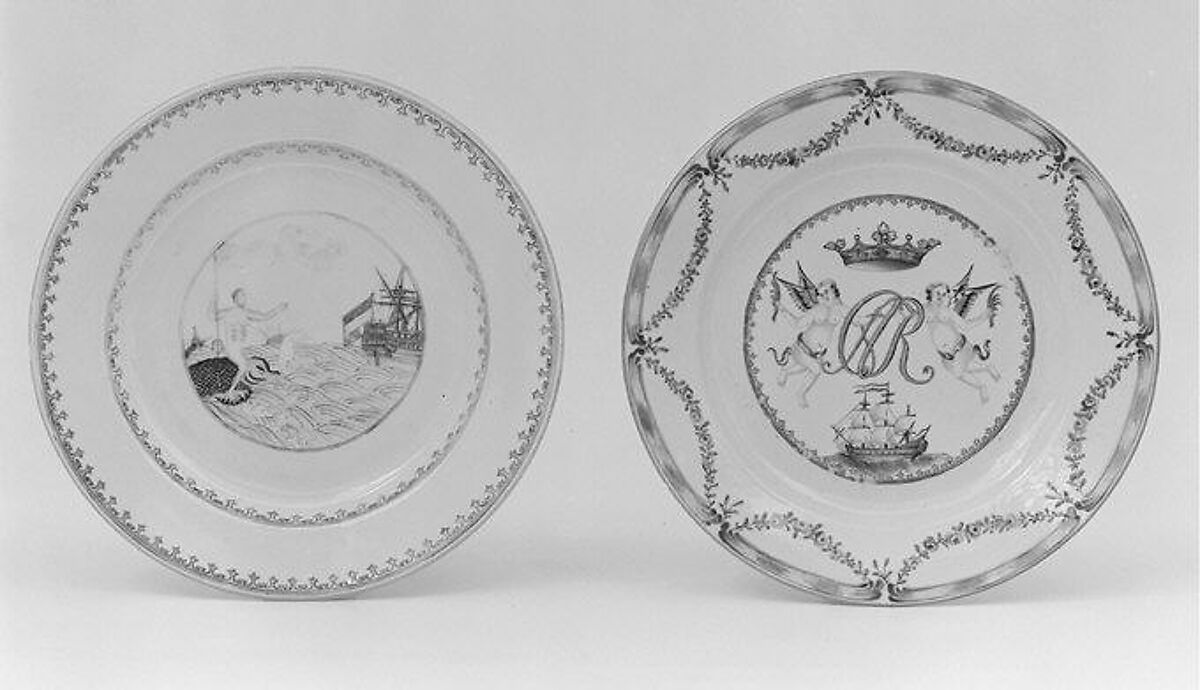 Plate, Hard-paste porcelain, Chinese, for Dutch market
