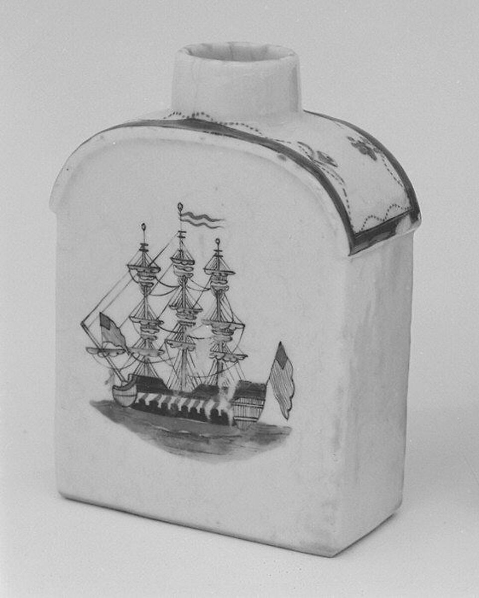 Tea caddy (part of a service), Hard-paste porcelain, Chinese, for American market 